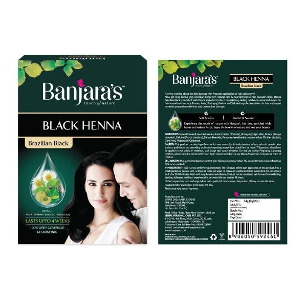 Banjara's Black Henna Brazilian Black Hair Color | Grocsy