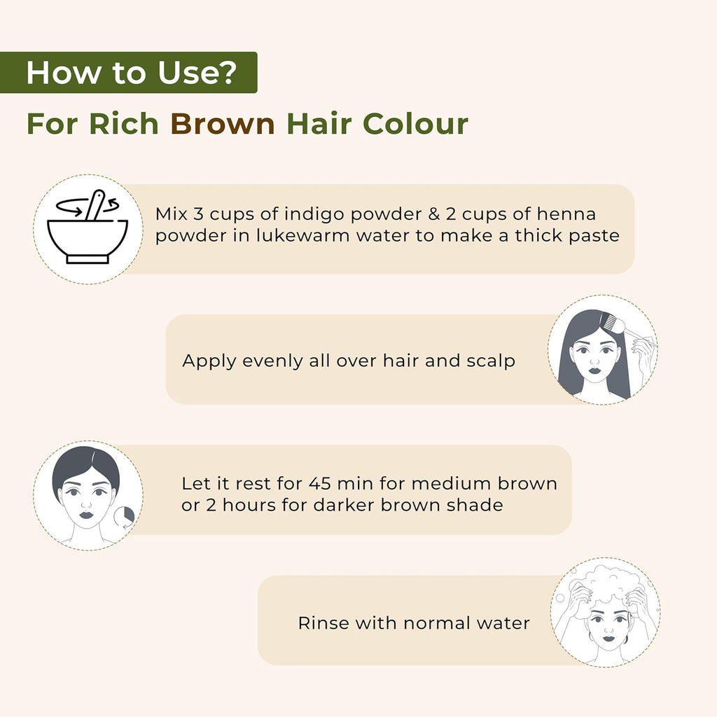 Indus Valley Bio Organic 100% Pure Indigo Powder & Herbal Henna Powder Hair Color Combo Kit for Natural Hair Dyeing - Black Indigo - 100 gm Each Without Preservatives | Grocsy