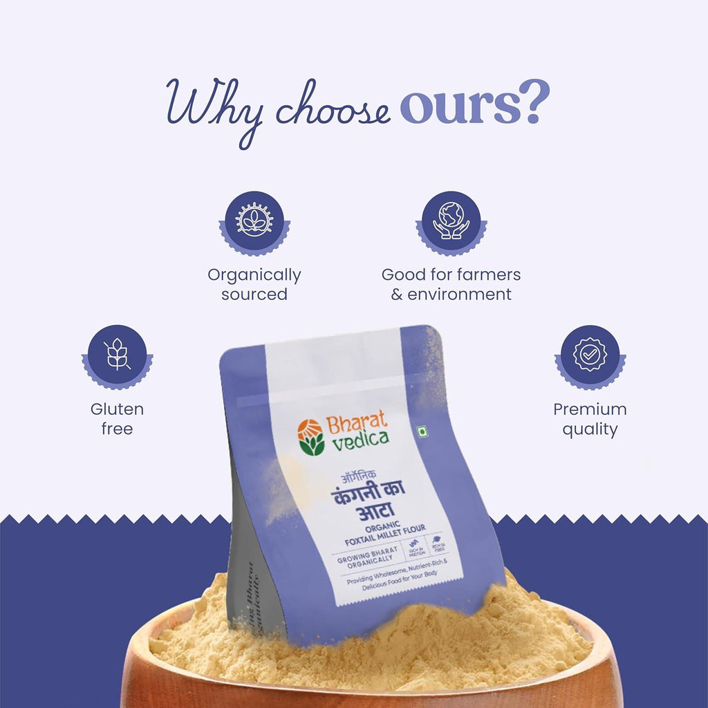 Bharat Vedica Organic Foxtail Millet Flour - Organic kangani ka Atta | Grocsy