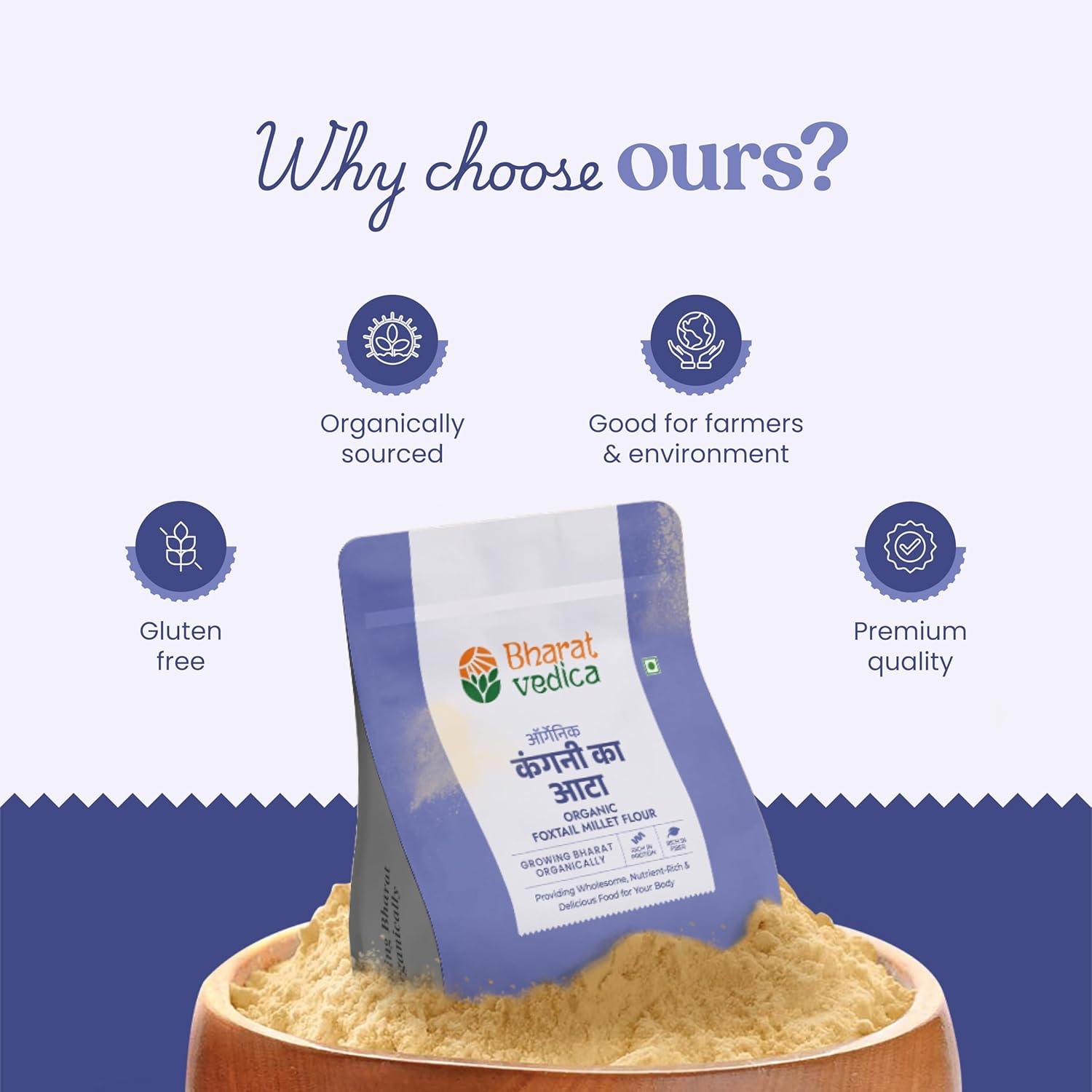 Bharat Vedica Organic Foxtail Millet Flour - Organic kangani ka Atta | Grocsy