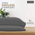 Ambra Linens Ultra Soft Pillow Protectors 400TC Set of 2 Breathable Pillow Covers-Grey | Grocsy