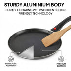CELLO Aluminium Non-Stick Induction Base Dosa Tawa with Detachable Bakelite Handle 28 CM Black | Grocsy