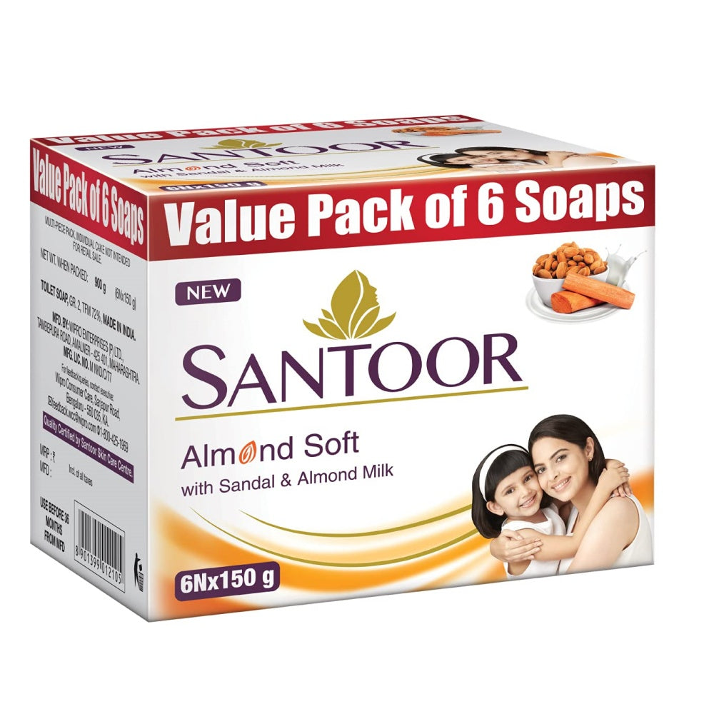 Santoor Almond Soft With Sandal & Almond Milk Soap | Grocsy