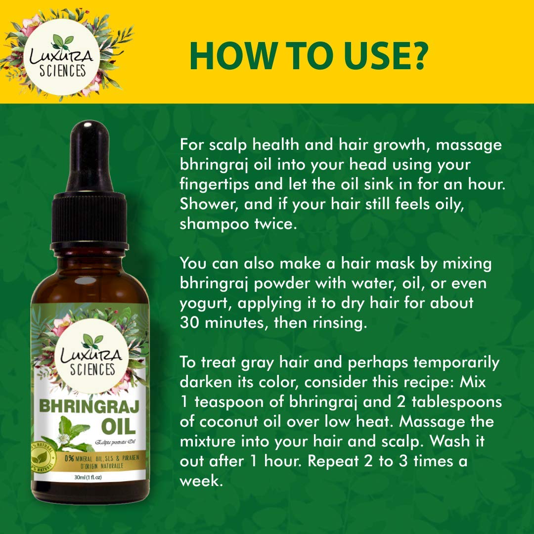 Luxura Sciences Organic Bhringraj Oil Pure and Natural Premium Therapeutic Grade Oil | Grocsy
