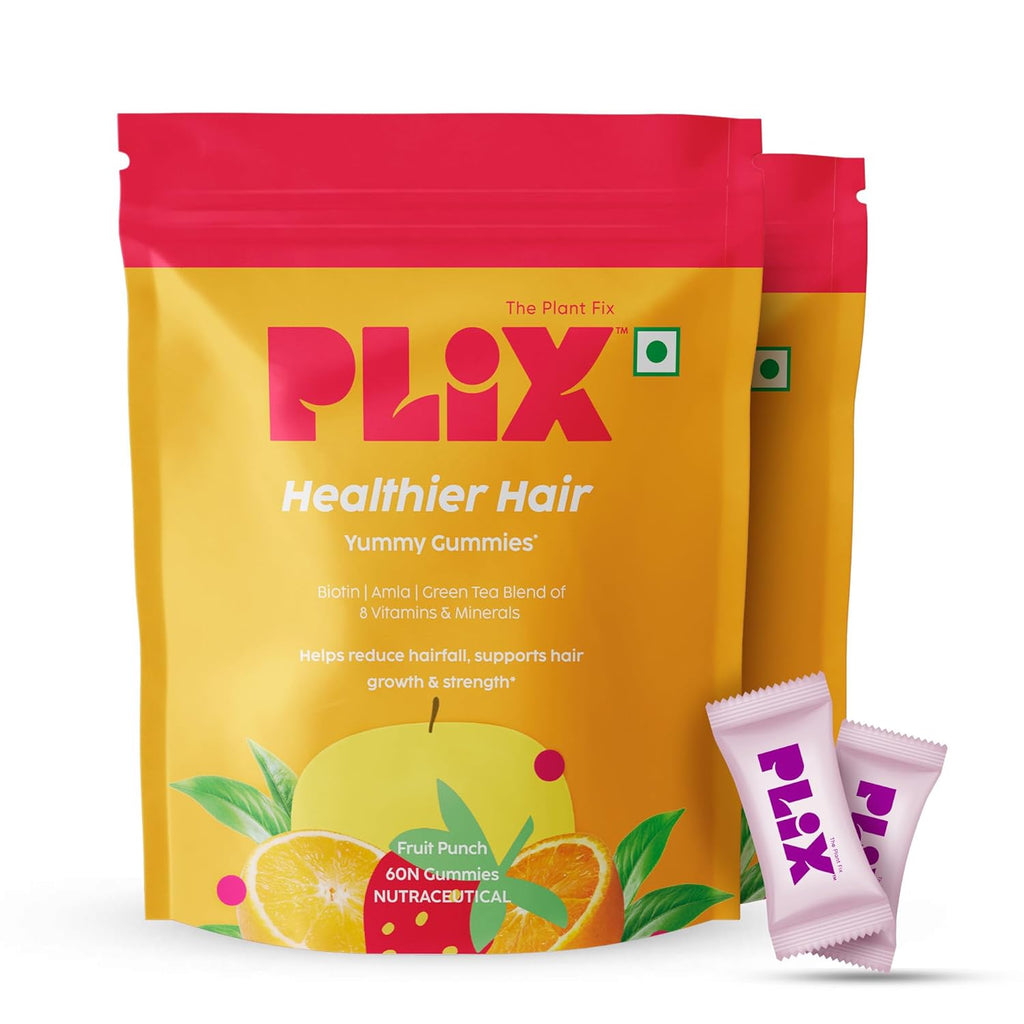 PLIX The Plant Fix Healthier Hair Gummies for Anti Hairfall | Grocsy