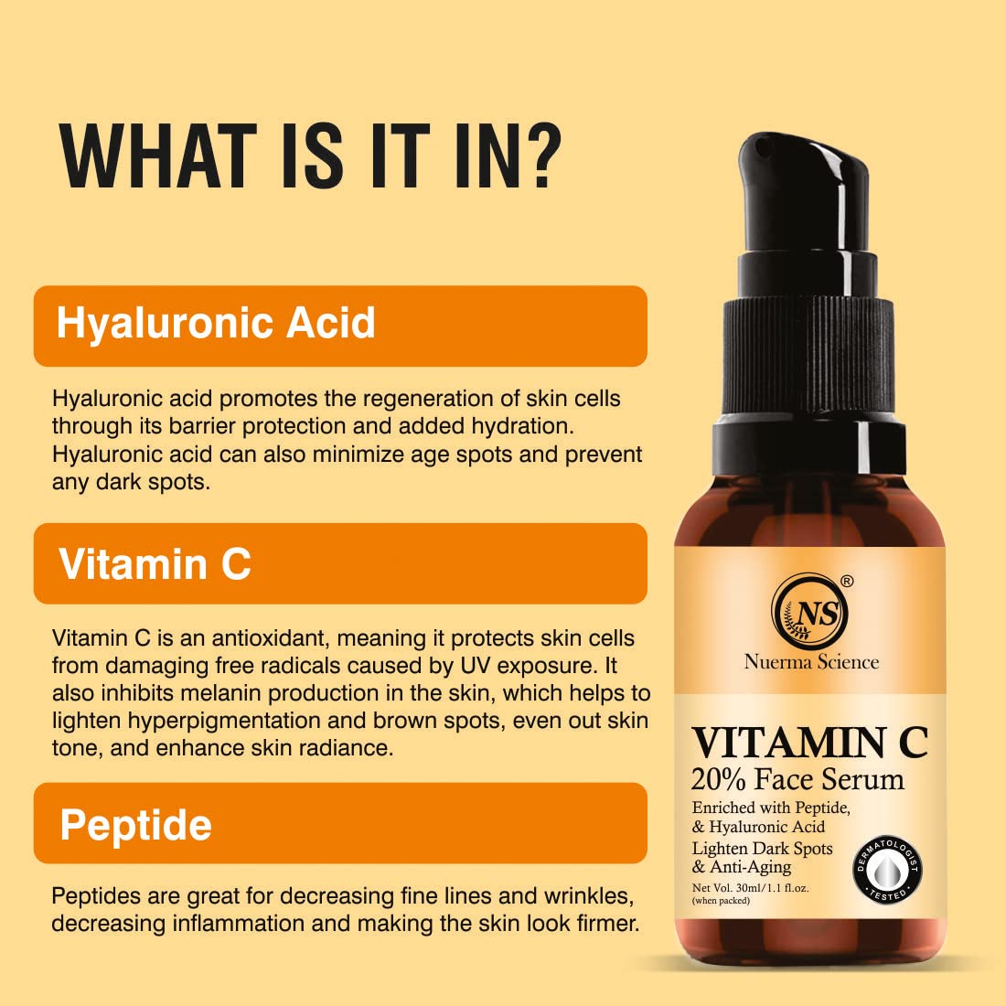 Nuerma Science 20% Vitamin C Face Serum | Brightens & Revitalizes Skin | Grocsy