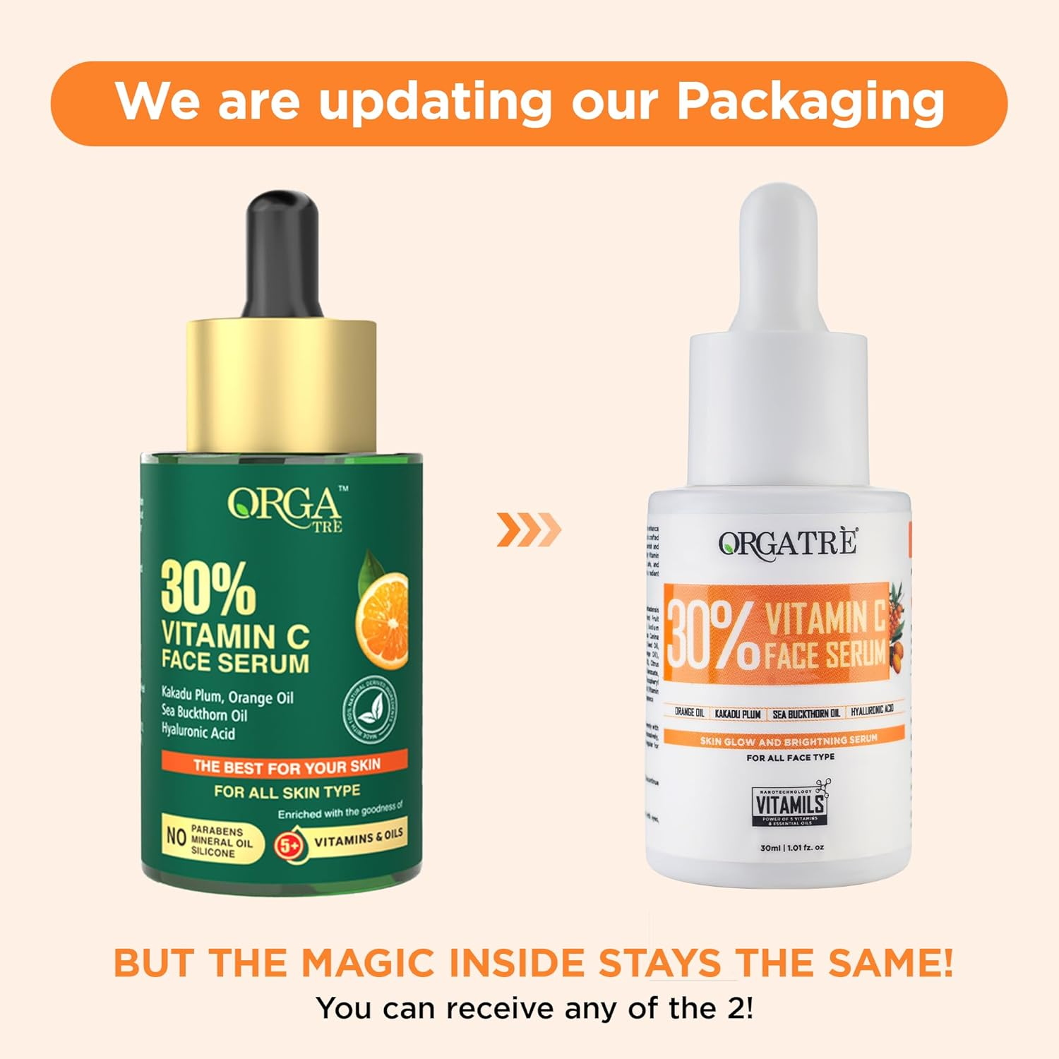 Orgatre 30% Vitamin C Face Serum for Glowing Skin | Grocsy