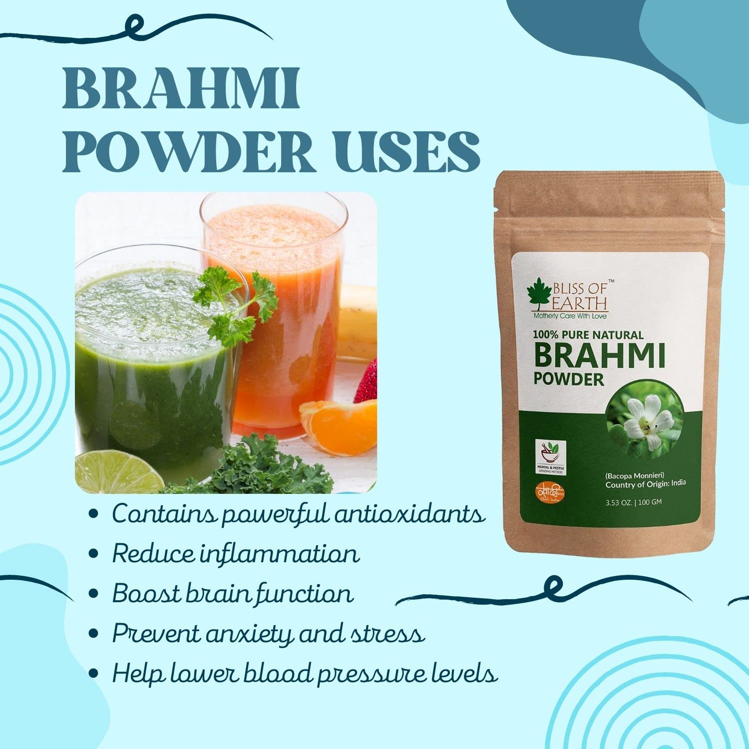 Bliss of Earth 100% Pure Natural Brahmi Powder | Grocsy
