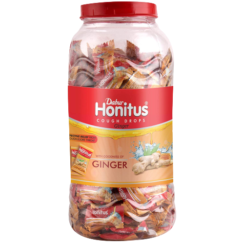 Dabur Honitus Lozenges Jar - 300 Count (Honey Ginger) | Grocsy