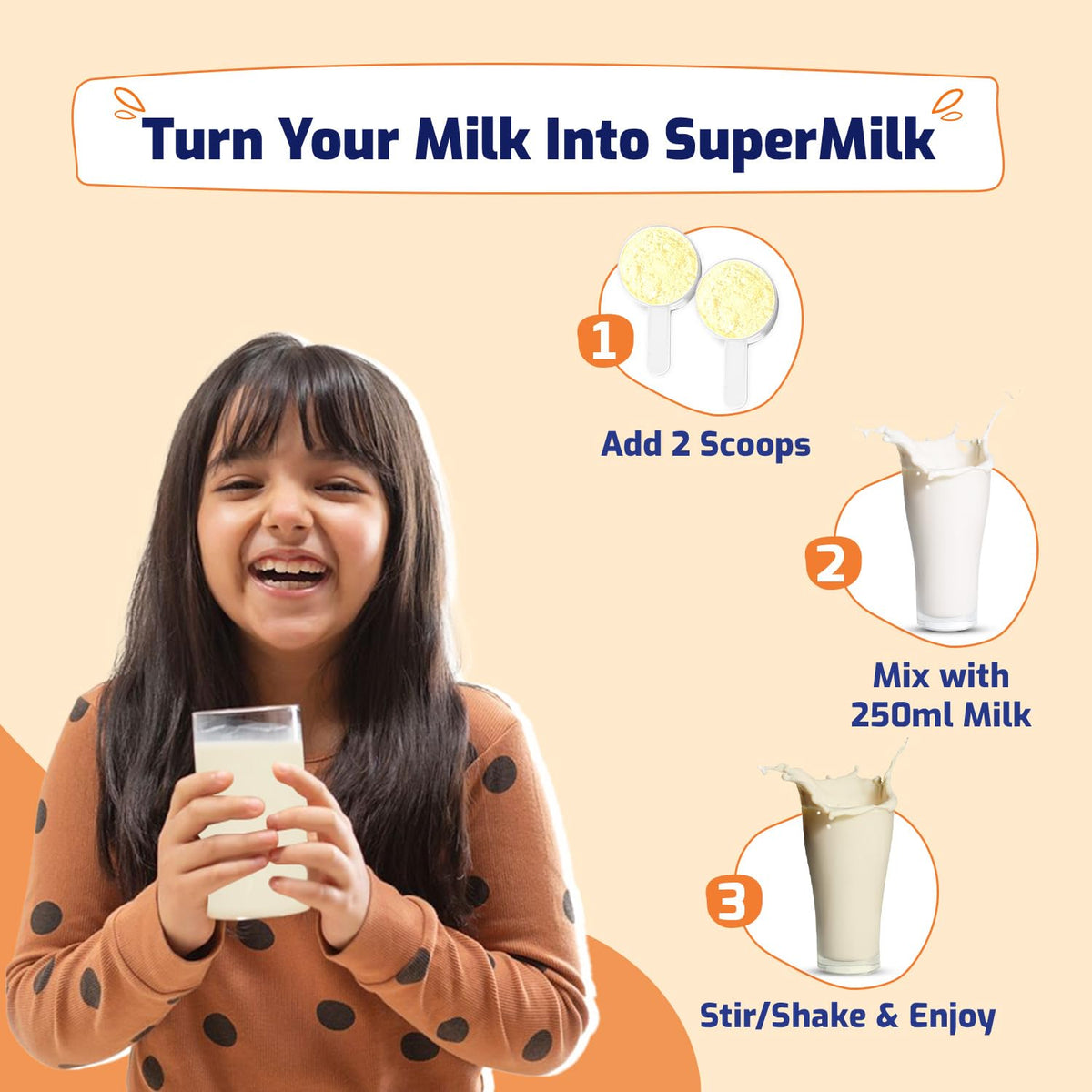 Gritzo SuperMilk Height+ (7-9y Girls), 10g Protein (Creamy Vanilla) | Grocsy