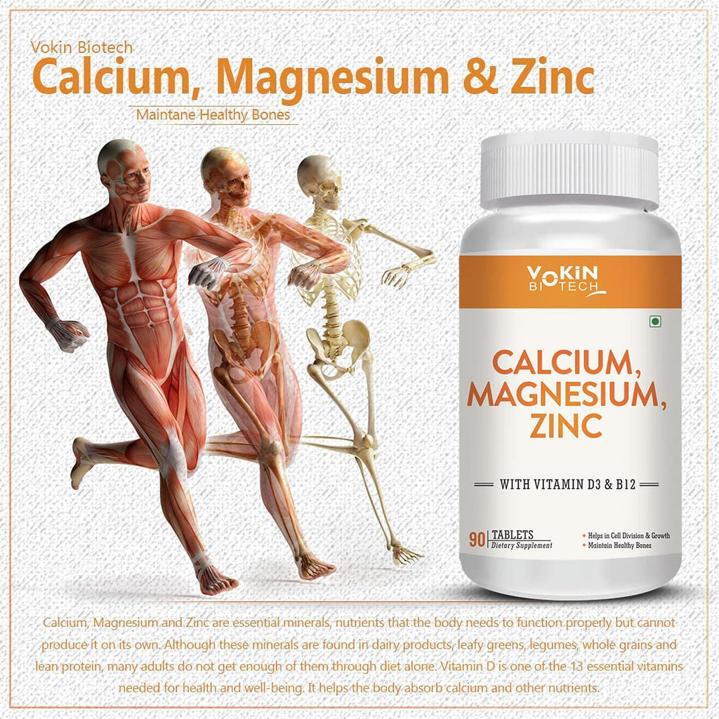 Vokin Biotech Calcium, Magnesium, Zinc, D3 & B12-Tablets | Grocsy