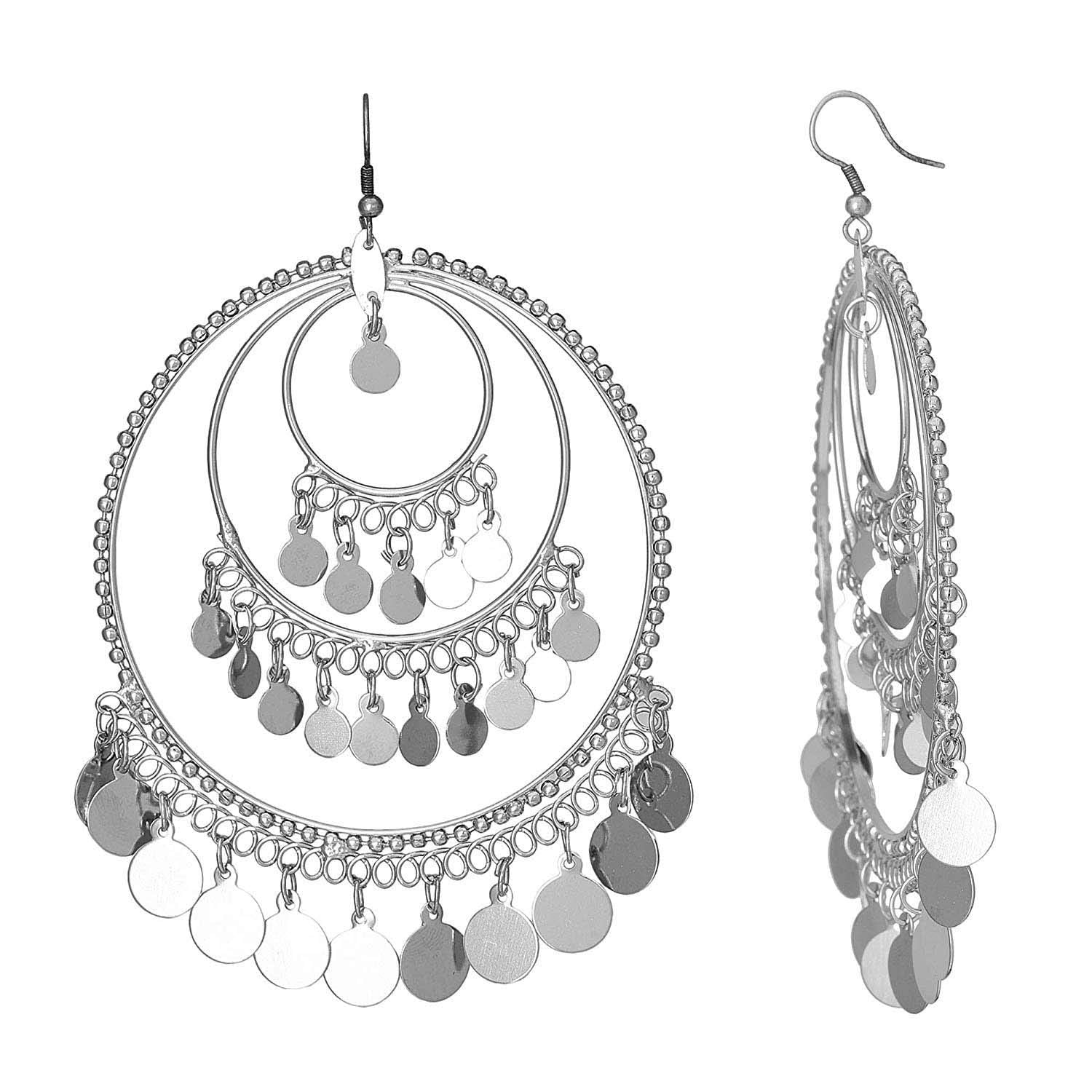 Silver-Plated Alloy Round Silver Earrings - The Pari | Grocsy