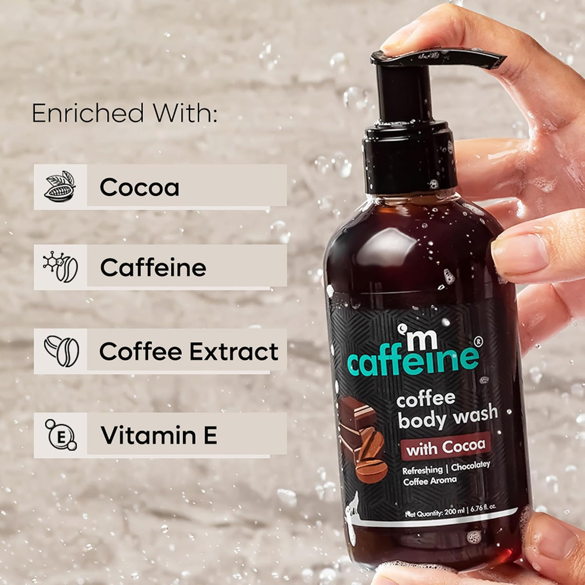 mCaffeine Coffee Body Wash with Cocoa for Refreshed & Moisturized Skin | Grocsy