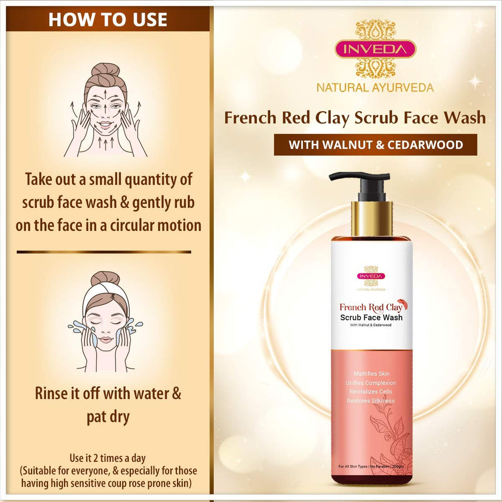 Inveda French Red Clay Scrub Face Wash | Grocsy