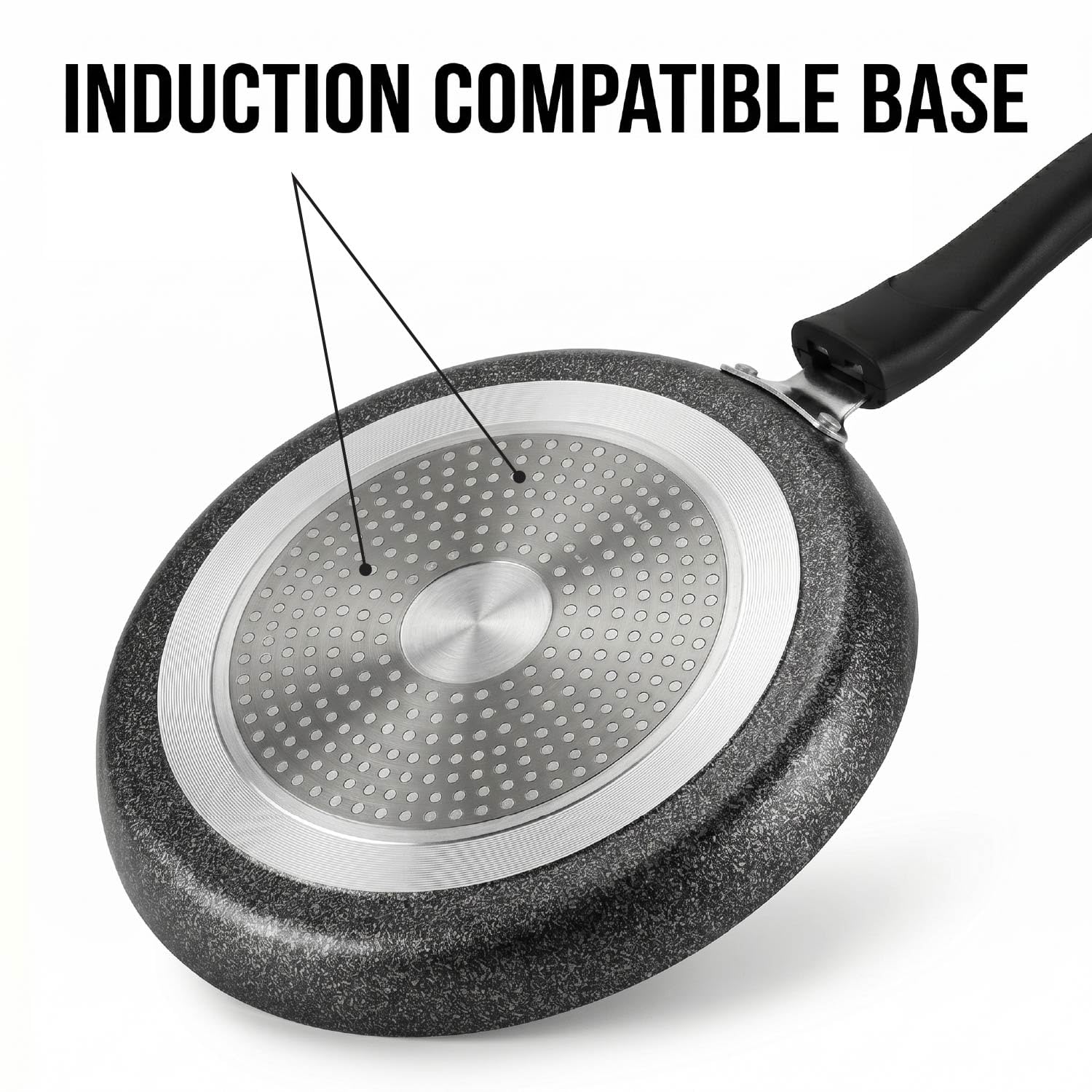 CELLO Aluminium Non-Stick Induction Base Dosa Tawa with Detachable Bakelite Handle 28 CM Black | Grocsy