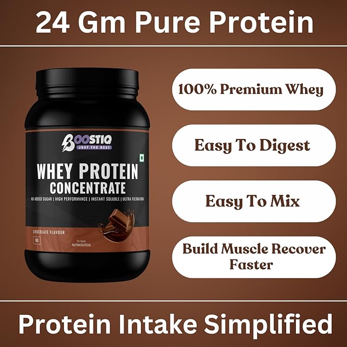 BOOSTIQ Whey Protein Concentrate Powder - Chocolate Flavour | Grocsy
