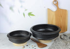 Craftsman India Online Deep Burned Uncoated Clay Pot for Cooking and serving Combo 1 & 2 Liter|Black | Grocsy