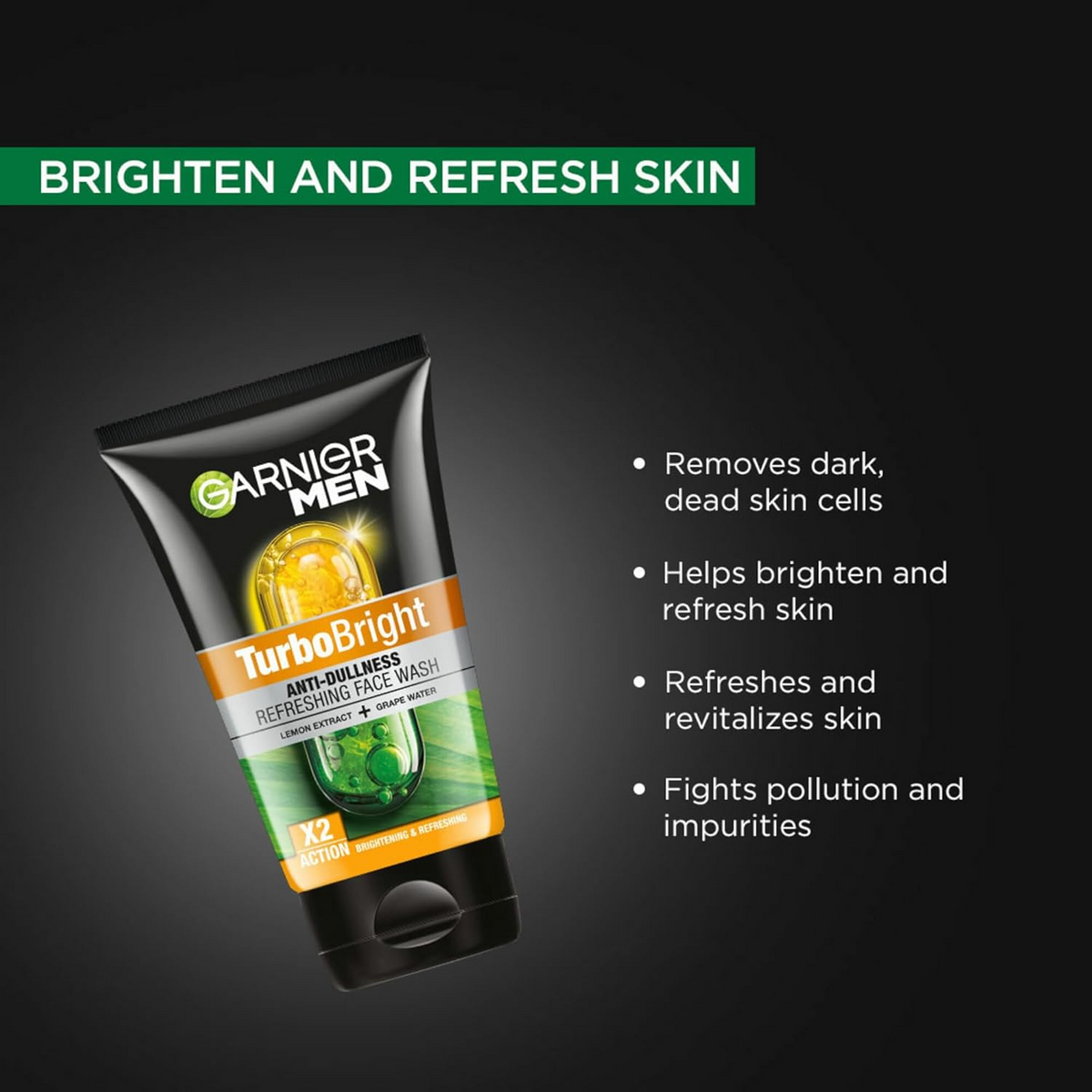 Garnier Men Turbo Bright Brightening Face Wash | Grocsy