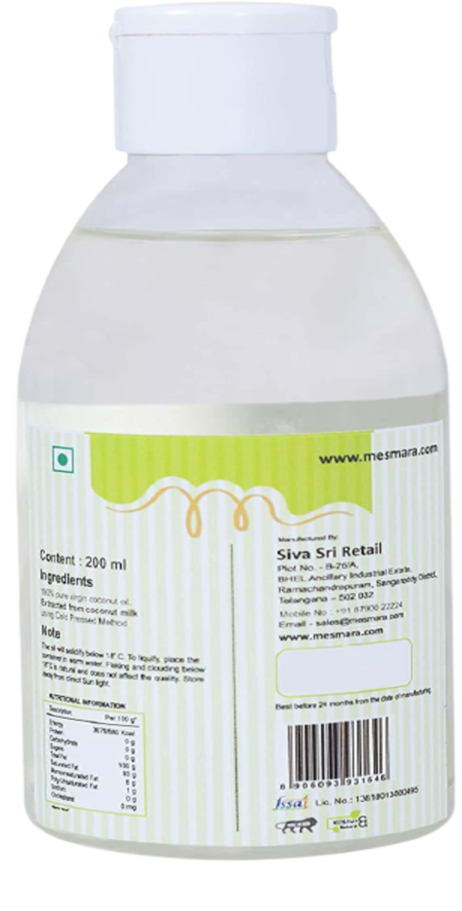 Mesmara Extra Virgin Coconut Oil 200 ml | Grocsy