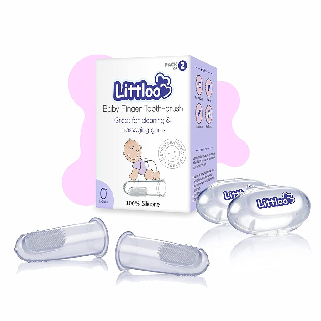 Littloo Baby Finger Toothbrush Reusable Silicon Made | Grocsy