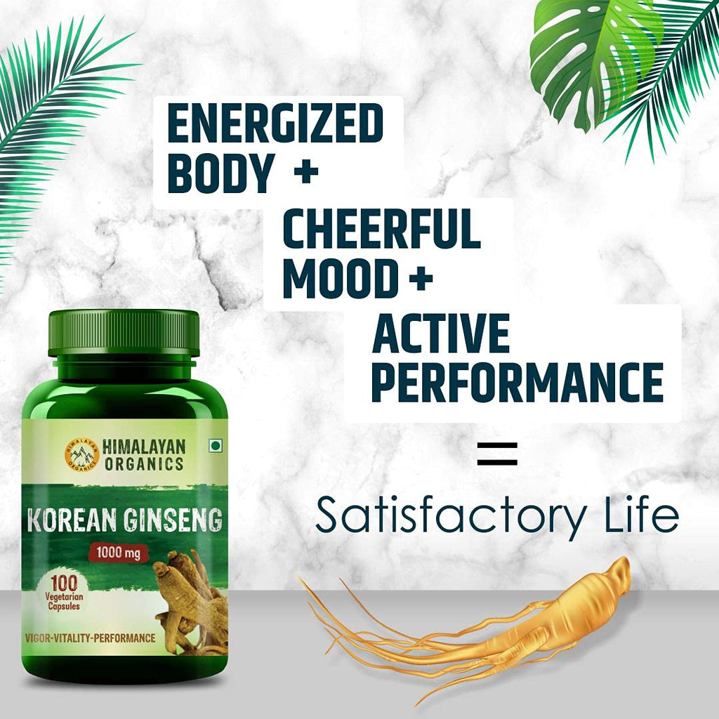 Himalayan Organics Korean Ginseng 800 mg Vegetarian Capsules | Grocsy
