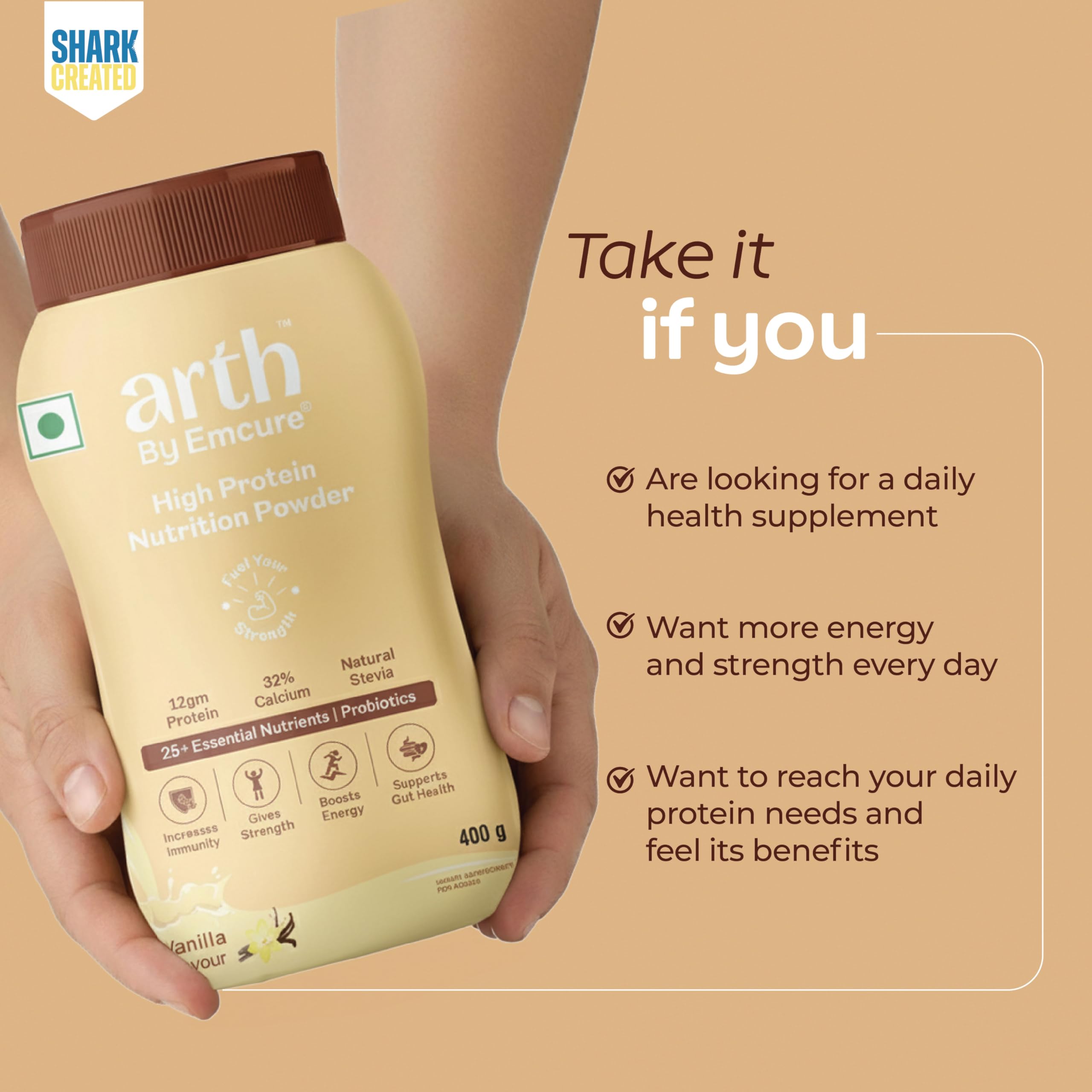 Arth High Protein Nutrition Powder - Vanilla Flavour | Grocsy