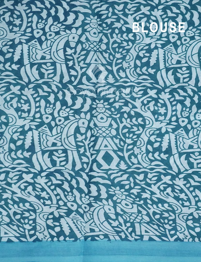 Shades of Sky Blue With Polka Print Munga Cotton Saree By Gayathri Reddy Designer Studio | Grocsy