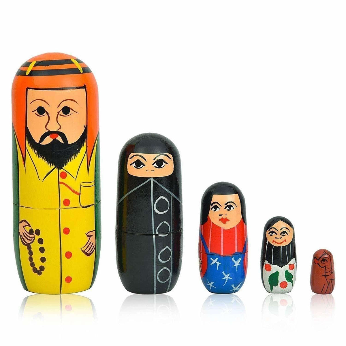 Indian doll - Kids Handmade Hand Painted Cute Wooden Indian Women Nesting Dolls | Grocsy