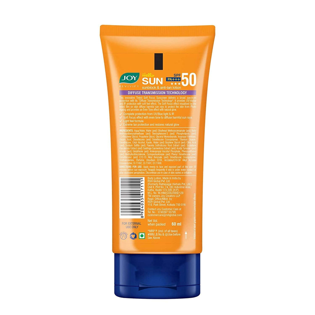 Joy Revivify Hello Sun Sunblock & Anti-tan Lotion (SPF 50 PA+++) | Grocsy