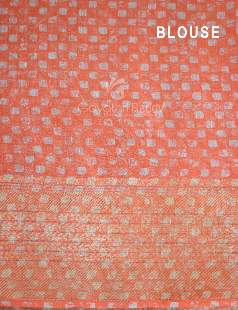 Shades of Light Peach With Floral Print Semi Chanderi Saree By Gayathri Reddy Designer Studio | Grocsy