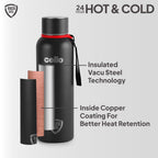 CELLO Duro Kent Insulated Stainless Steel Flask Water Bottle for Daily Use 900 ml, Black | Grocsy