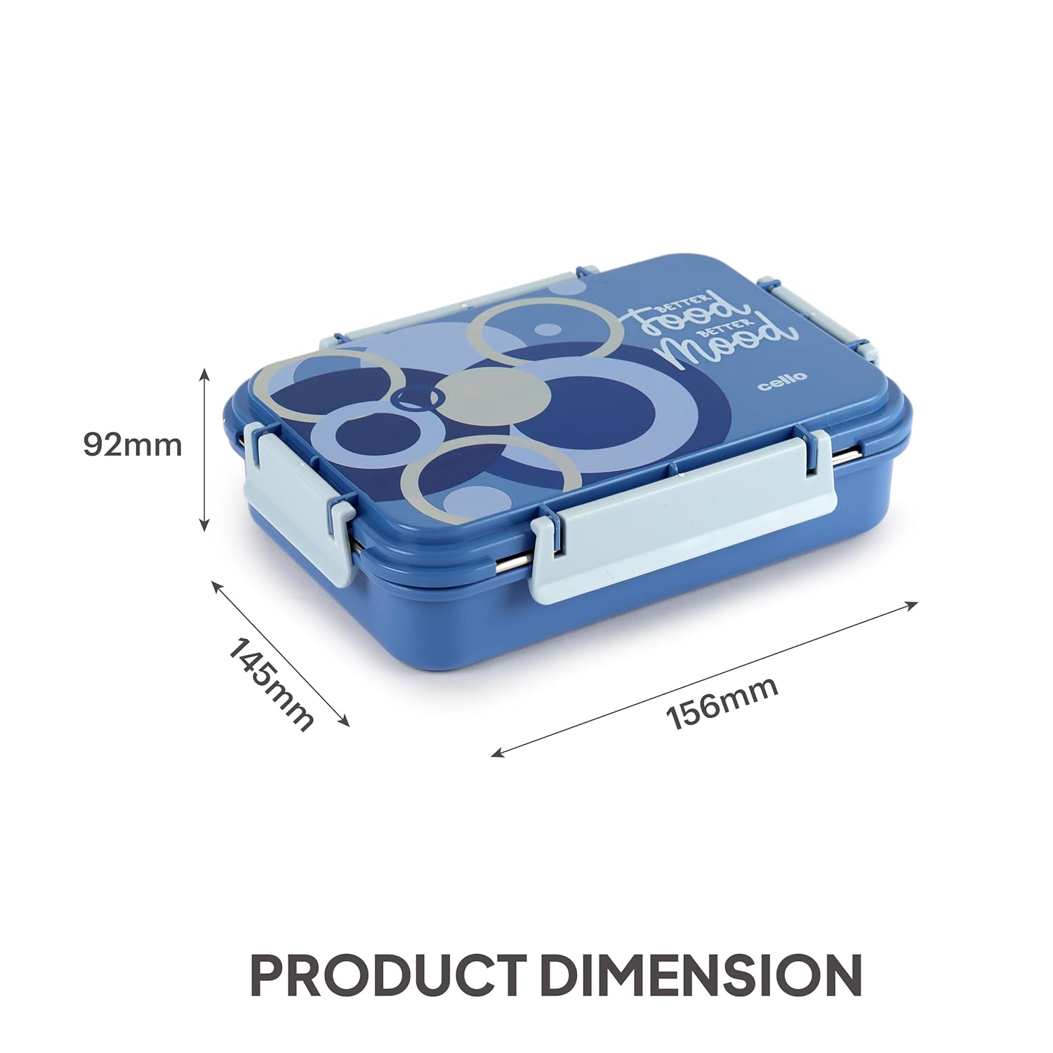 CELLO Zoom 3 Inner Steel Insulated Lunch Box, 915 ml, Light Blue | Grocsy