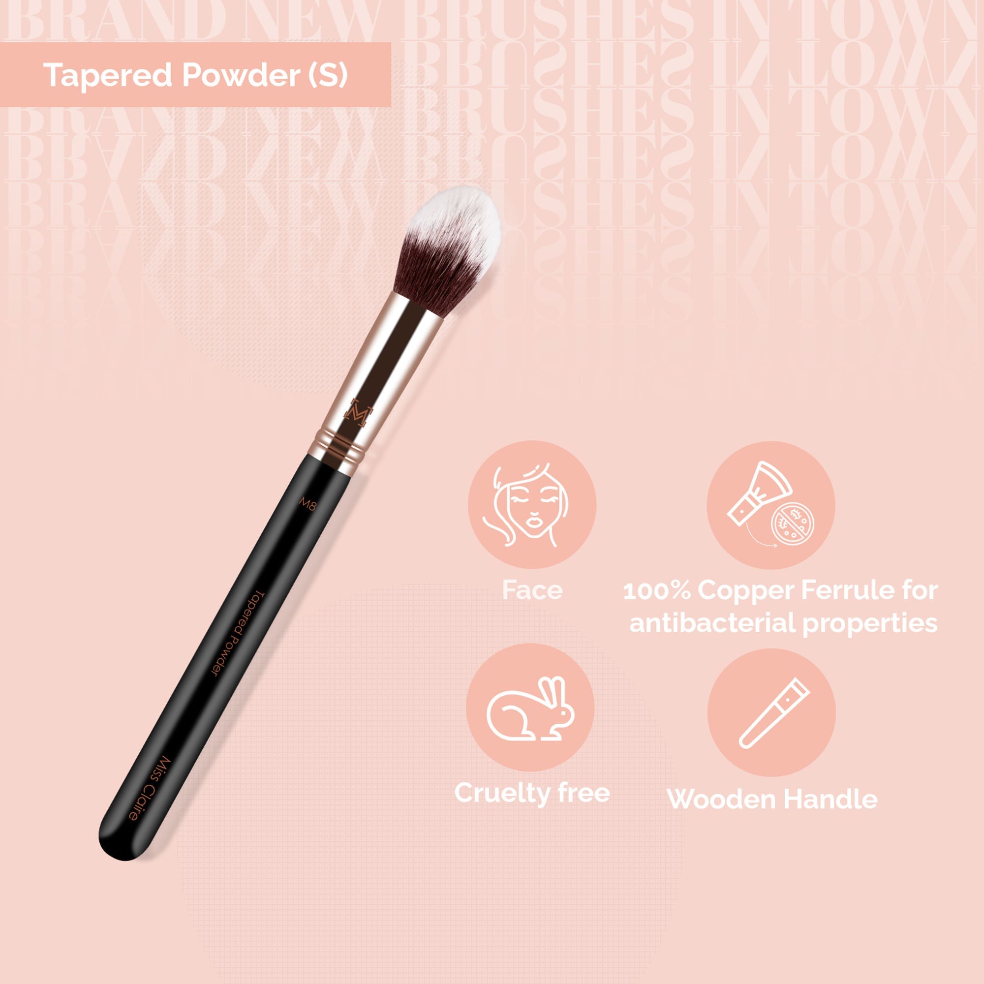 Miss Claire M8 - Tapered Powder (S) Brush - Rose Gold | Grocsy