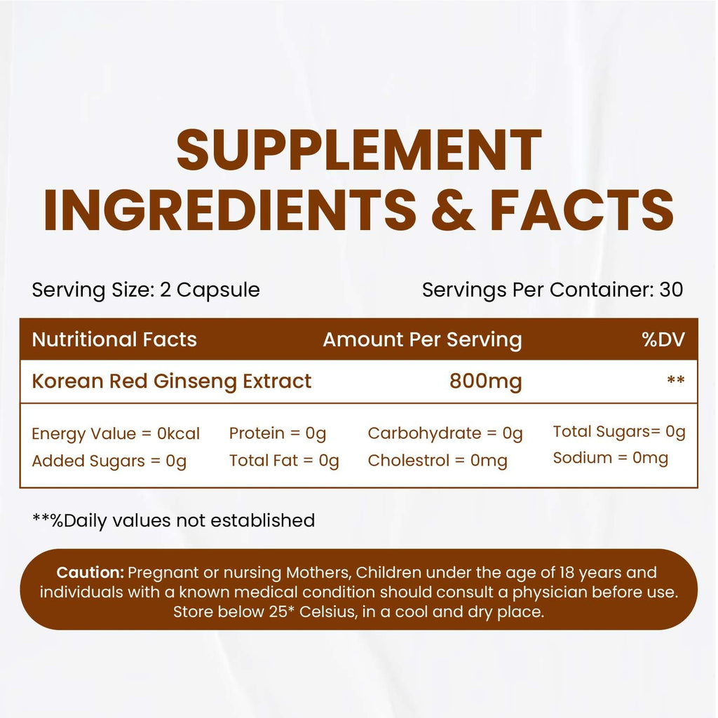 Himalayan Organics Korean Ginseng 800 mg Vegetarian Capsules | Grocsy