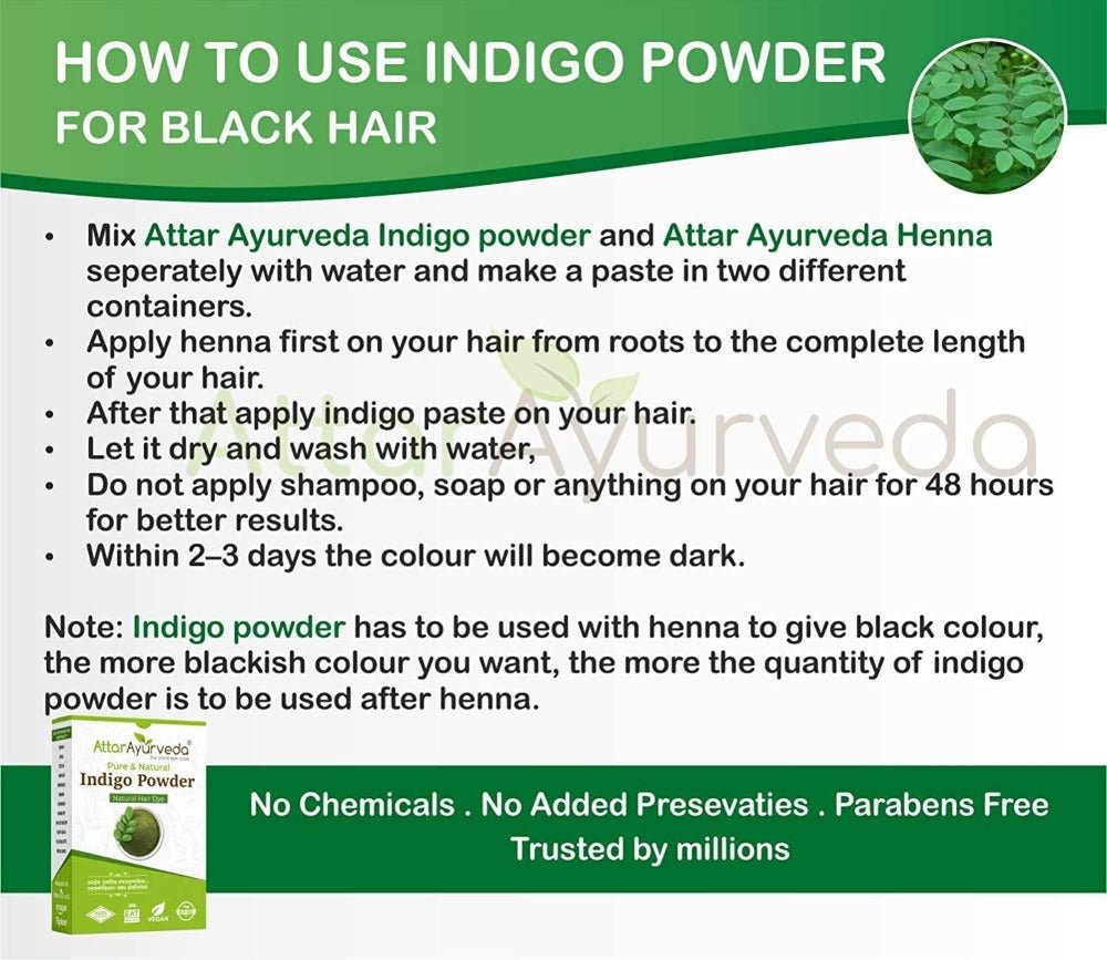 Attar Ayurveda Henna Powder, Indigo Powder Combo Pack | Grocsy