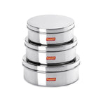 Sumeet Stainless Steel Flat Canisters/Storage Containers Set Of 3Pcs (1.2Ltr,1.5Ltr,2.1Ltr) | Grocsy