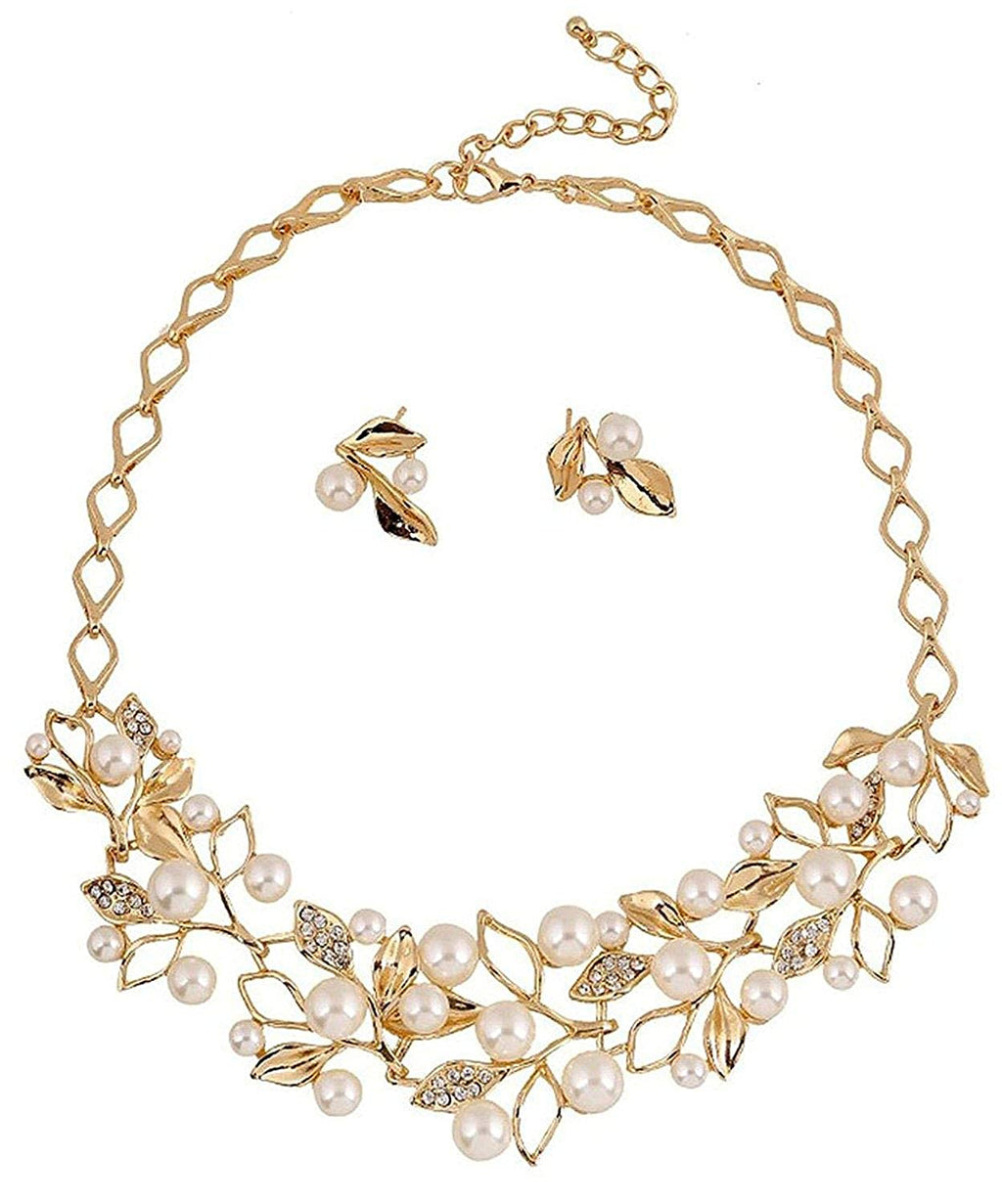 Gold-Toned Alloy Pearl Studded Long Haar Necklace - The Pari | Grocsy