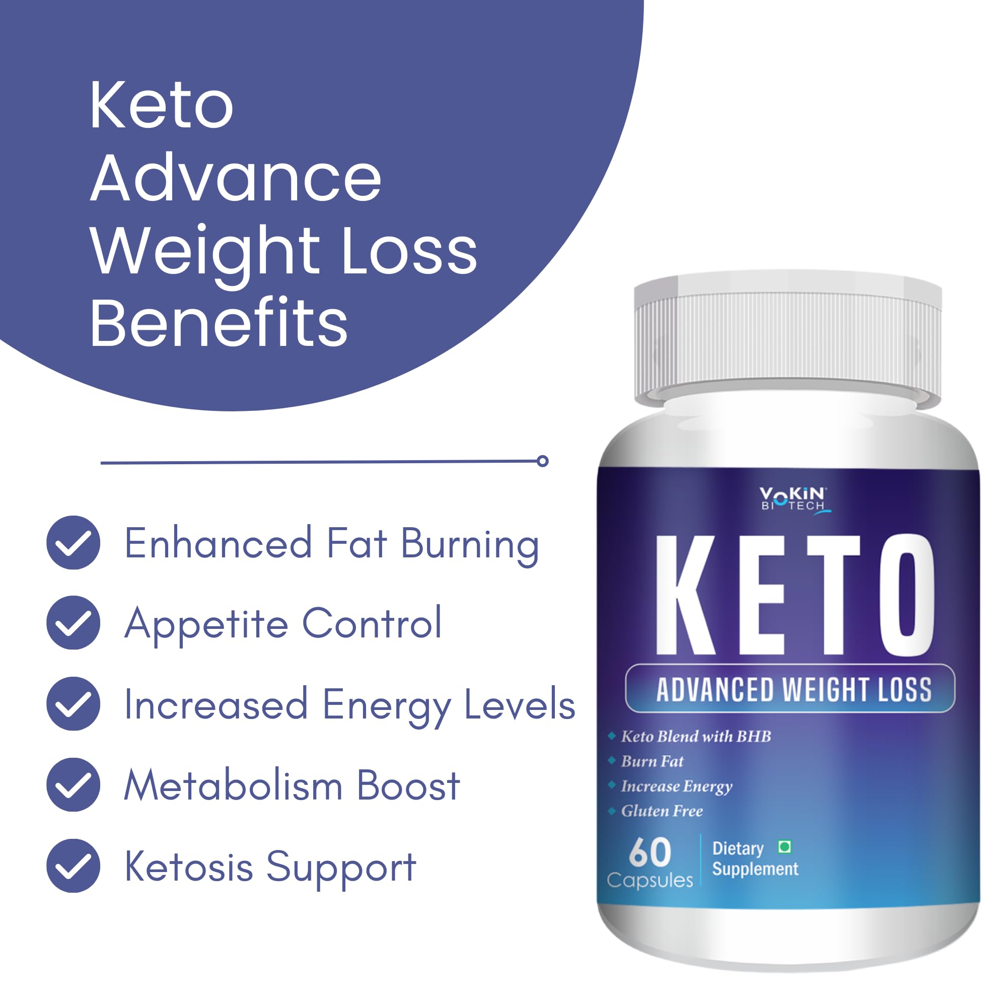 Vokin Biotech Keto Advaced Weight Loss Formula with Green Tea Extract Garcinia Combogia Capsules For Men and Women | Grocsy
