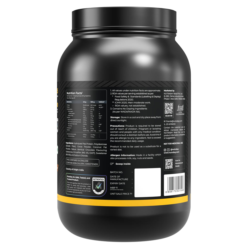NUTRABAY Gold Hydrolyzed Pea Protein Powder - Rich Chocolate Crème | Grocsy