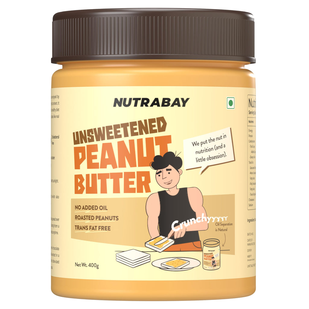Nutrabay Unsweetened Peanut Butter (Crunchy) | Grocsy