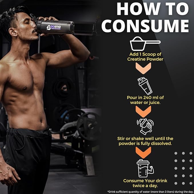 BOOSTIQ Creatine Monohydrate Powder - Unflavoured | Grocsy
