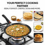 CELLO Aluminium Non-Stick Induction Base Dosa Tawa with Detachable Bakelite Handle 28 CM Black | Grocsy