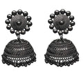 Rhodium-Plated Alloy Black Metallic Jhumki Earrings - The Pari