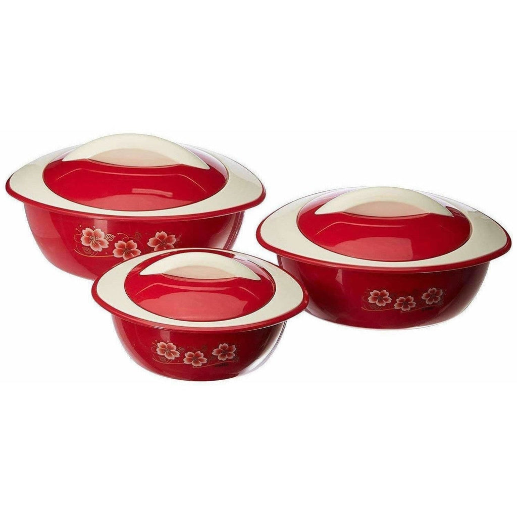 Maroon Color - Plastic Casserole Set of 3 - Pieces | Grocsy