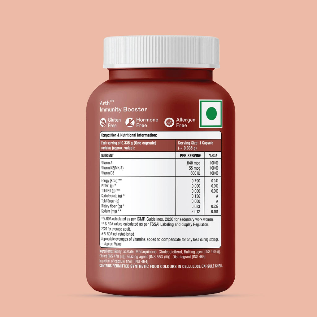 Arth Multivitamin Supplement With Vitamins A, D3 & K2 Capsules | Grocsy