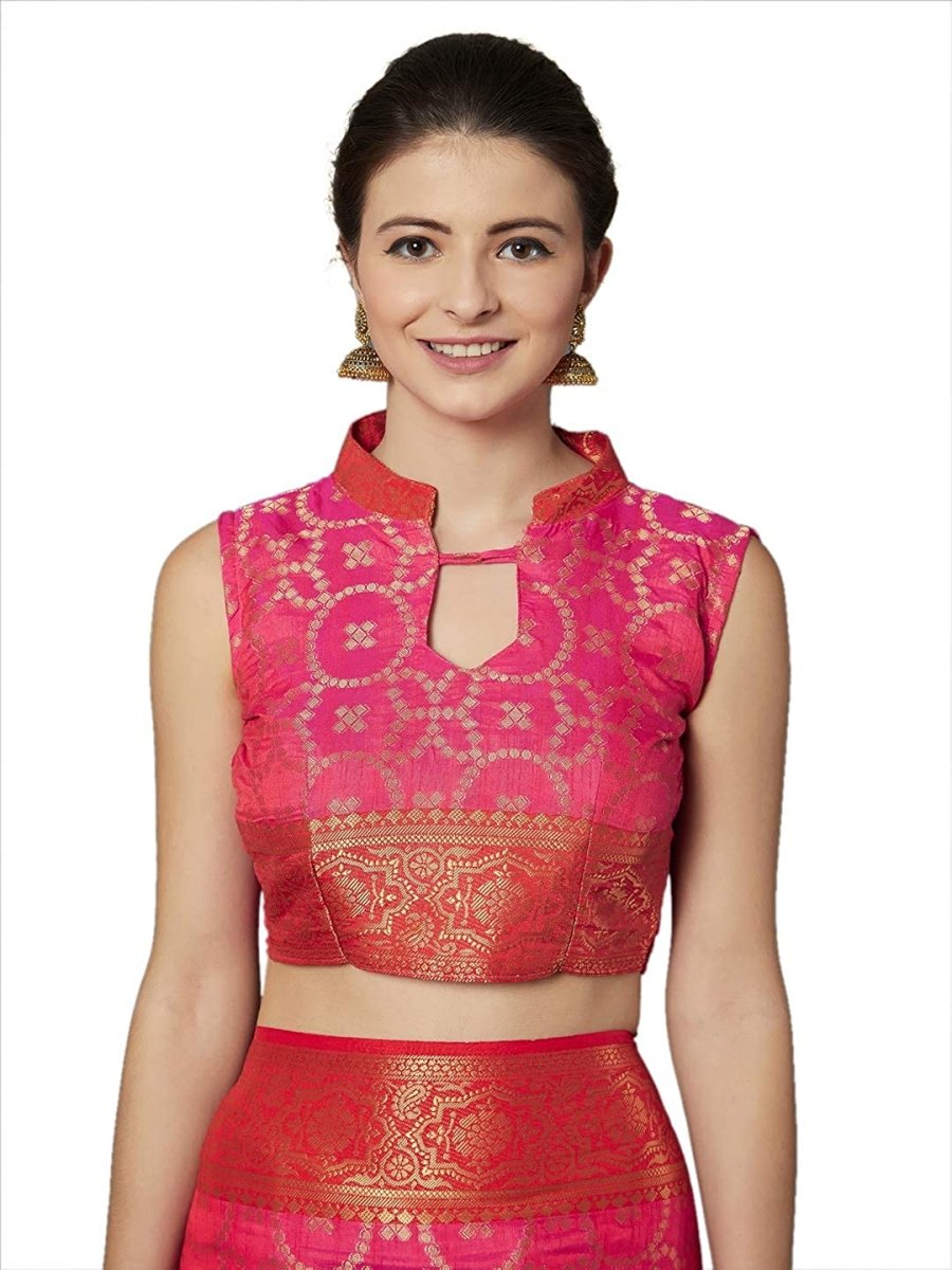 Akhilam Women's Jacquard Kanjivaram Silk Saree With Unstitched Blouse | Grocsy