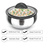 Milton Stainless Steel Casserole with Glass Lid - Set of 3 | Grocsy