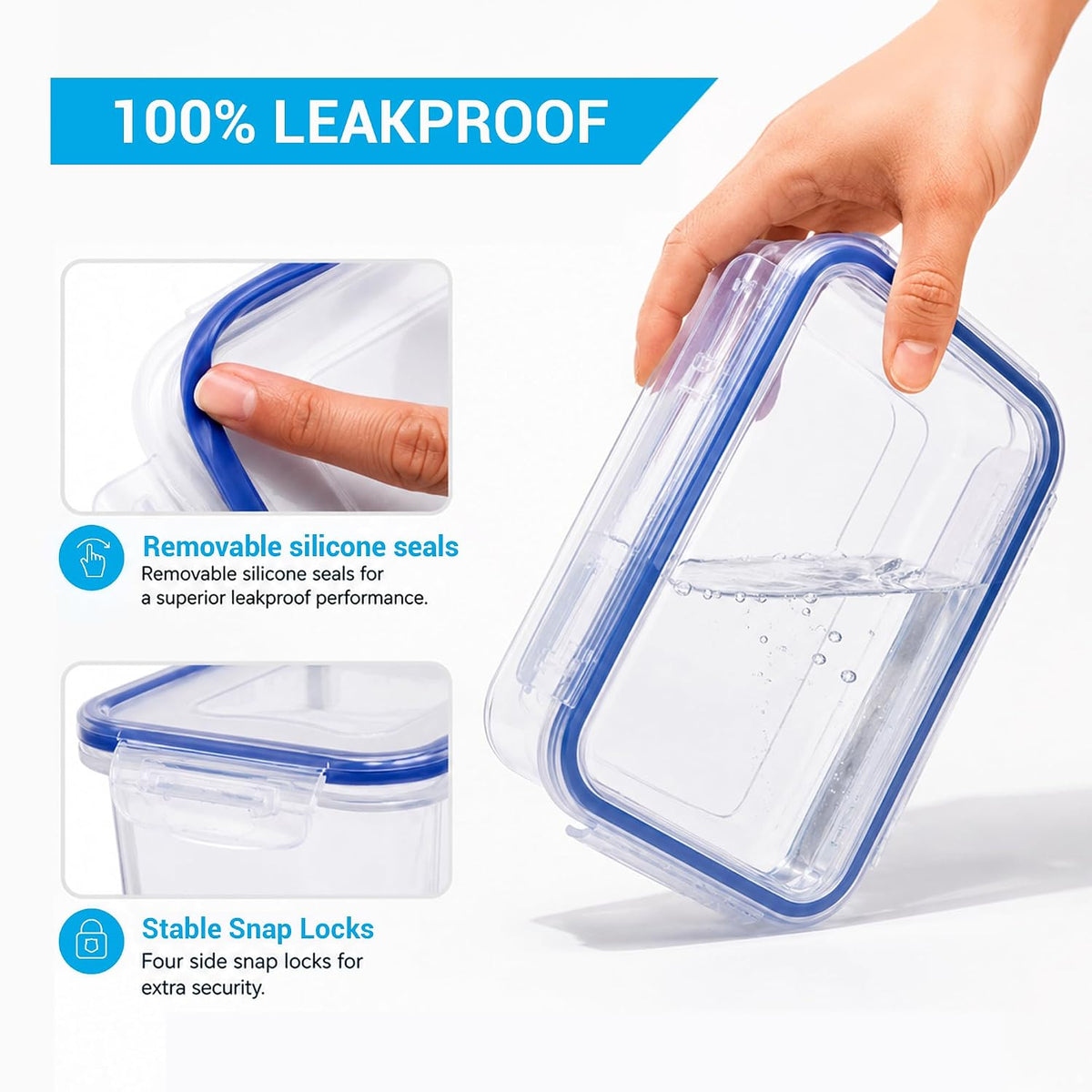 Lock & Lock Airtight Fridge Containers With Lid 2.6 Liters, Leak Proof | Grocsy