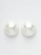 NVR Women's White Color Circular Moon Stud Earrings | Grocsy
