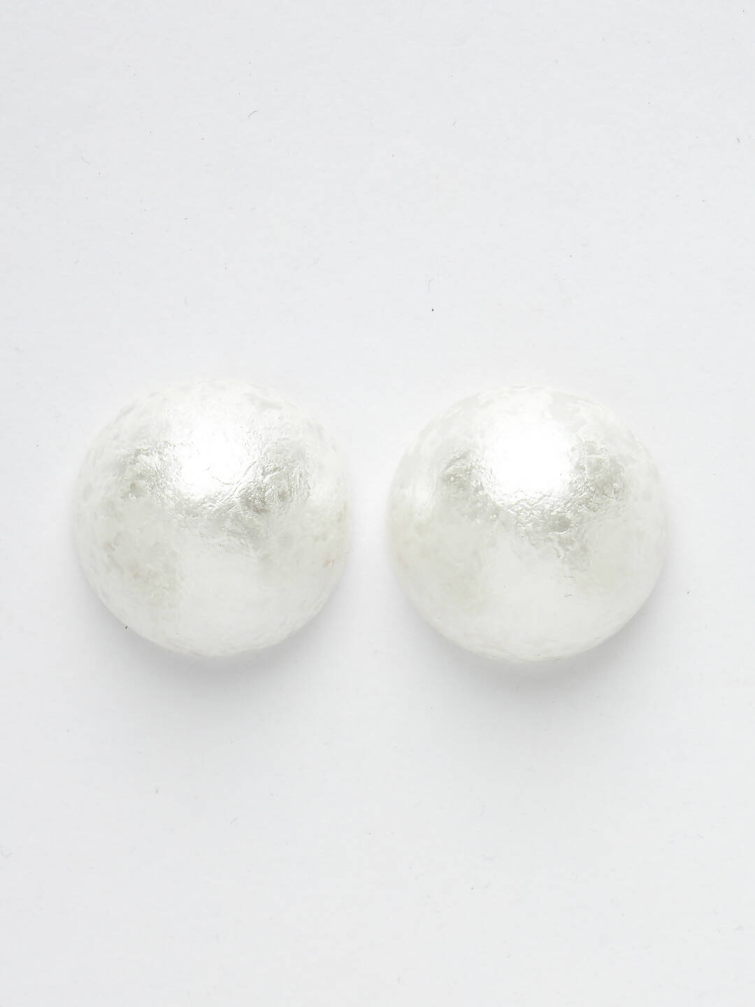 NVR Women's White Color Circular Moon Stud Earrings | Grocsy
